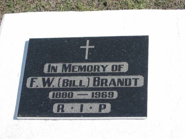 F.W. (Bill) BRANDT,  | 1880-1960;  | Apostolic Church of Queensland, Brightview, Esk Shire  | 