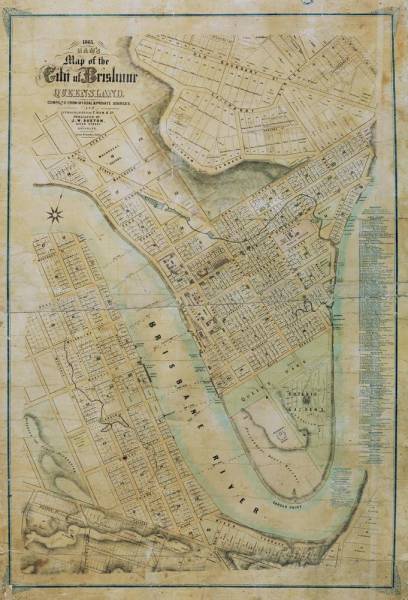 Brisbane 1863 - Ham's map of the city of Brisbane  |   | 