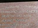 Christian F.C. MOHR, died 1 Oct 1936; Jessie MOHR, died 30 Nov 1954; Brookfield Cemetery, Brisbane 