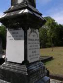Charles UPTON, died 28 June 1889 aged 56 years; Alice, wife, died 19 Nov 1919 aged 79 years; Amelia, daughter, died 31 Dec 1886 aged 15 years; Brookfield Cemetery, Brisbane 