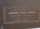 Barbara Anne LEWENA, 5 June 1936 - 28 June 2003; Brookfield Cemetery, Brisbane 