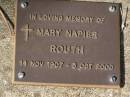 Mary Napier ROUTH, 14 Nov 1907 - 3 Oct 2000; Brookfield Cemetery, Brisbane 