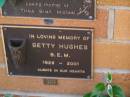 Betty HUGHES, 1928 - 2001; Brookfield Cemetery, Brisbane 