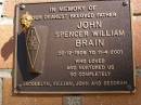 John Spencer William BRAIN, 26-12-1909 - 11-4-2001, father to Jacquelyn, Gillian, John & Deborah; Brookfield Cemetery, Brisbane 