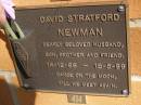 David Stratford NEWMAN, husband son brother, 14-12-68 - 15-5-99; Brookfield Cemetery, Brisbane 