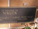 Nella WRUCK, nee PENHALIGON, 1914 - 1981; Albert Fritz (Fred) WRUCK, 1913 - 2001; Brookfield Cemetery, Brisbane 