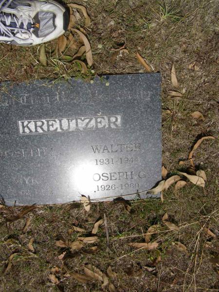 Joseph L. KREUTZER,  | 1898 - 1970;  | Myra KREUTZER,  | 1902 - 1992;  | Walter KREUTZER,  | 1931 - 1944;  | Joseph O. KREUTZER,  | 1926 - 1960;  | Brookfield Cemetery, Brisbane  | 