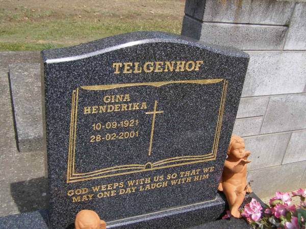 Gina Henderika TELGENHOF,  | 10-09-1921 - 28-02-2001;  | Brookfield Cemetery, Brisbane  | 