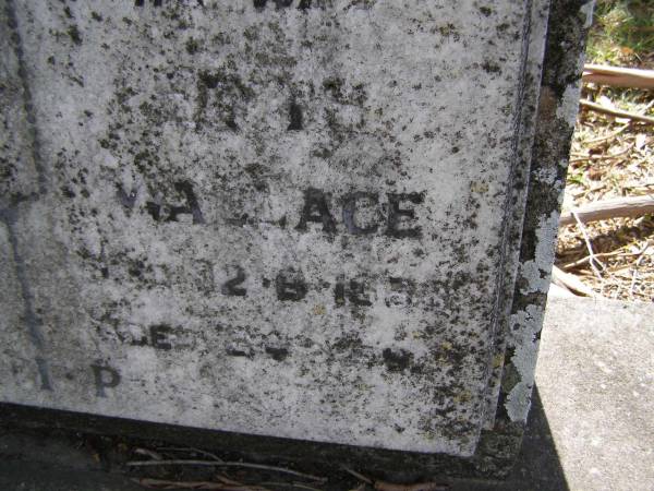 Cornelius Leopold WALLACE, husband,  | died 18-3-1962 aged 58 years;  | Edith WALLACE, wife,  | died 12-6-1968 aged 64 years;  | Brookfield Cemetery, Brisbane  | 