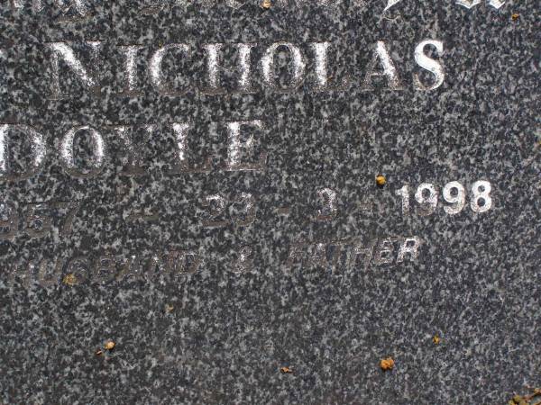 Sean Nicholas DOYLE,  | died 24-12-1957 - 23-3-1998,  | husband father;  | Brookfield Cemetery, Brisbane  | 