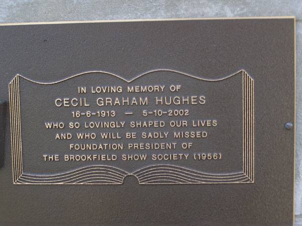 Cecil Graham HUGHES,  | 16-6-1913 - 5-10-2002;  | Brookfield Cemetery, Brisbane  | 