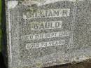 
William M. GAULD,
died 21 Sept 1940 aged 73 years;
Brooweena St Marys Anglican cemetery, Woocoo Shire
