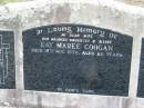 Kay Maree COOGAN,
wife daughter sister,
died 19 Aug 1970 aged 20 years;
Bryden (formerly Deep Creek) Catholic cemetery, Esk Shire