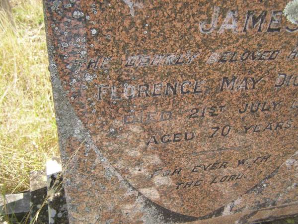 James DICKENS  | (husband of Florence May DICKENS)  | d: 21 Jul 1933, aged 70  | Fairview Cemetery, Bryden, Somerset Region, Queensland  |   |