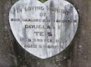 
Douglas E. TEIS, son brother,
died 3 Feb 1957 aged 5 months;
Caffey Cemetery, Gatton Shire
