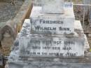 
Friedrich Wilhelm SINN,
born 27 Oct 1866 died 14 Sept 1927;
Caffey Cemetery, Gatton Shire
