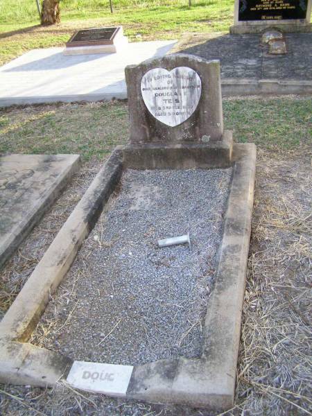Douglas E. TEIS, son brother,  | died 3 Feb 1957 aged 5 months;  | Caffey Cemetery, Gatton Shire  | 