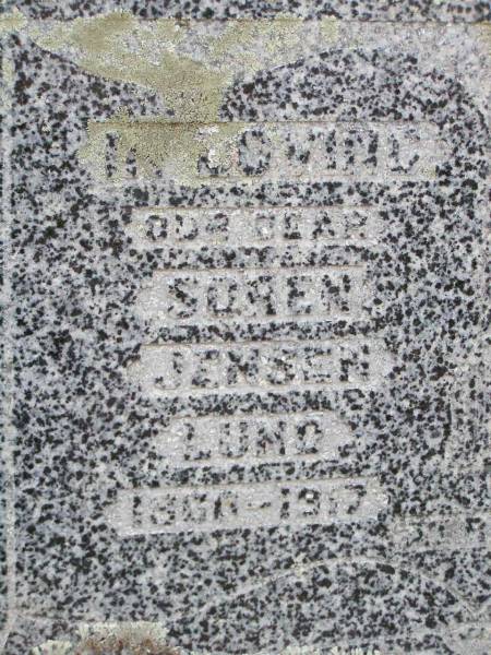 Soren Jensen LUND, 1866? - 1917,  | Alvilda Theodora LUND, 1884 - 1942;  | Caffey Cemetery, Gatton Shire  | 