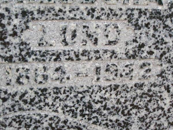 Soren Jensen LUND, 1866? - 1917,  | Alvilda Theodora LUND, 1884 - 1942;  | Caffey Cemetery, Gatton Shire  | 