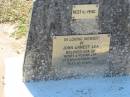 John Ernest LEA,
son of Henry & Rosina LEA,
died 12 Oct 1961 aged 65 years;
Canungra Cemetery, Beaudesert Shire