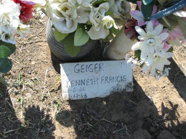 GEIGER, Kenneth Francis,  | 25-5-26 - 27-12-03;  | Canungra Cemetery, Beaudesert Shire  | 