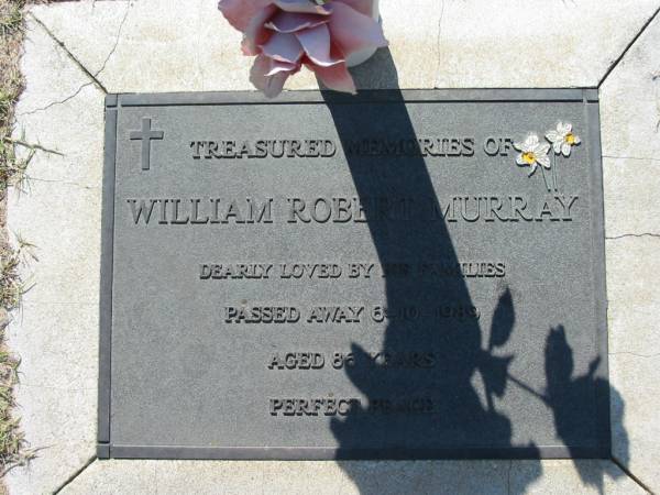 William Robert MURRAY,  | died 6-10-1989 aged 86 years;  | Canungra Cemetery, Beaudesert Shire  | 