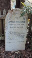 James TREVENEN b: 11 Jul 1868 d: 21 May 1899  Susan TREVENEN d: 22 Oct 1898 aged 21 wife of James TREVENEN  Thomas Park (Old Carrington Cemetery)   