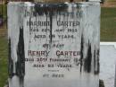 
Harriet CARTER died 22 Jan 1935 aged 69 years;
Henry CARTER died 20 Feb 1945 aged 83 years;
Chambers Flat Cemetery, Beaudesert
