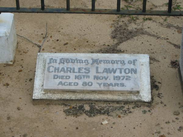 Charles LAWTON died 16 Nov 1972 aged 80 years;  | Chambers Flat Cemetery, Beaudesert  | 