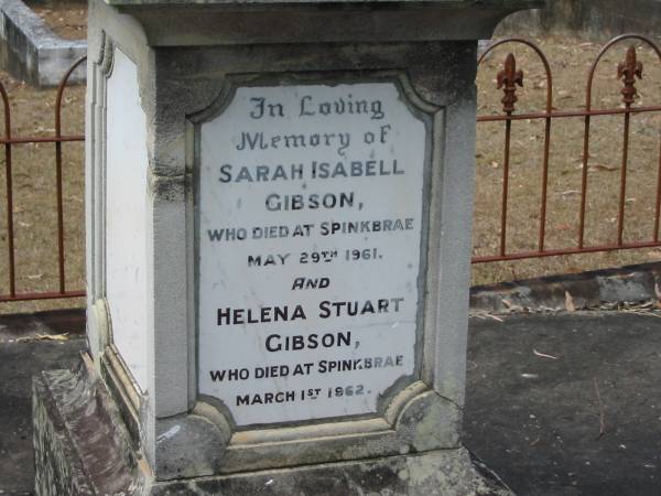 Sarah Isabell Gibson 29 May 2961  | Helena Stuart Gibson 1 Mar 1962  | Chapel Hill Uniting Church (formerly Methodist) - Brisbane  | 