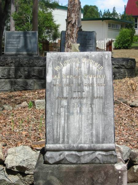 Ida Sophia Simmich 1 Dec 1929  | also Mother 23 Dec 1923?  | Chapel Hill Uniting (formerly Methodist) Cemetery - Brisbane  |   | 