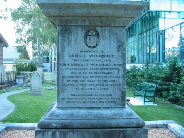 Daniel WIENHOLT died 28 Feb 1865 aged 43 years,  | Christ Church (Anglican), Milton, Brisbane  | 