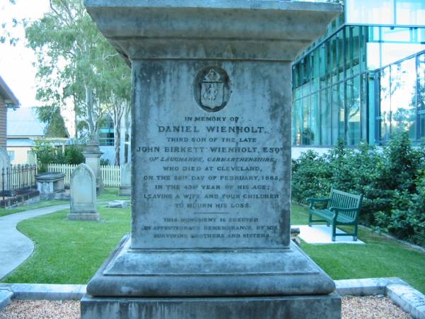 Daniel WIENHOLT died 28 Feb 1865 aged 43 years,  | Christ Church (Anglican), Milton, Brisbane  |