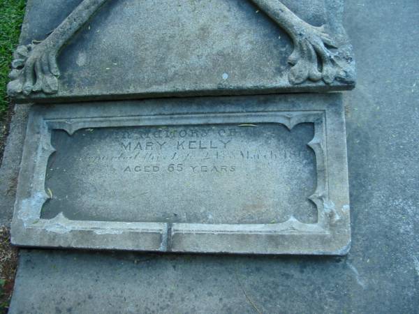 Mary KELLY died 24 March 1865 aged 65 years,  | (Mayne's mother-in-law)  | Christ Church (Anglican), Milton, Brisbane  | 