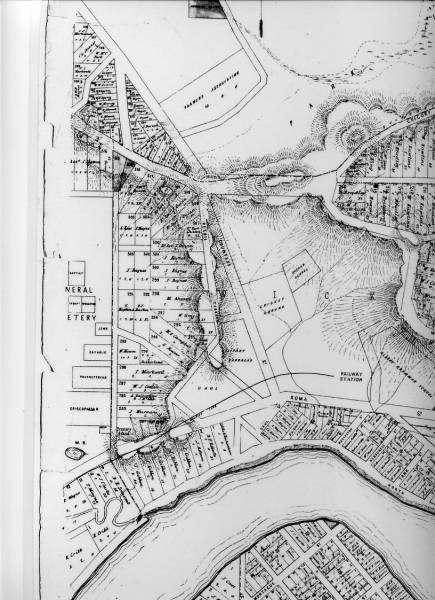 General Cemetery (Paddington) from map of Brisbane dated Feb 1874  |