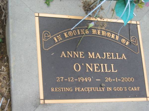 Anne Majella O'NEILL,  | 27-12-1949 - 26-1-2000;  | Sacred Heart Catholic Church, Christmas Creek, Beaudesert Shire  |   | 
