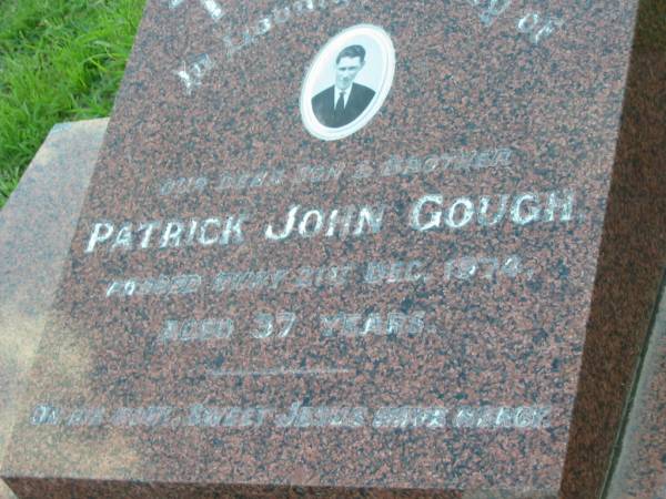 Patrick John GOUGH, son brother,  | died 21 Dec 1974 aged 37 years;  | Sacred Heart Catholic Church, Christmas Creek, Beaudesert Shire  | 