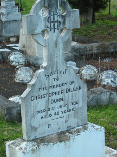 Christopher Dillen DUNN,  | died 21 July 1951 aged 48 years;  | Sacred Heart Catholic Church, Christmas Creek, Beaudesert Shire  | 