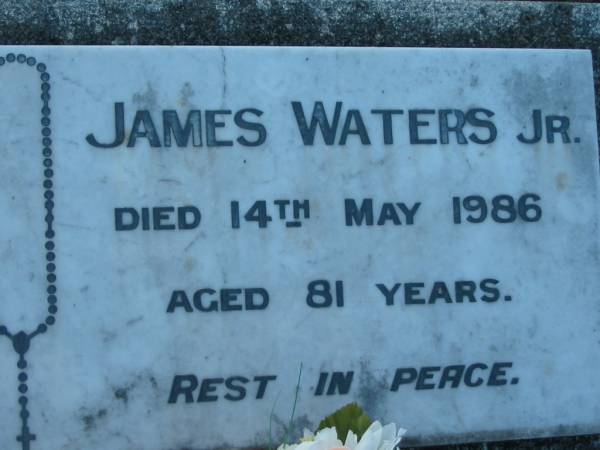 James WATERS Jr,  | died 14 May 1986 aged 81 years;  | Sacred Heart Catholic Church, Christmas Creek, Beaudesert Shire  | 