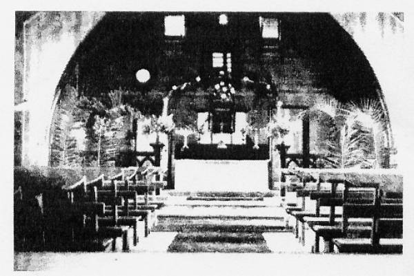(Interior of the Trinity Lutheran Church, Marburg, tastefully decorated for the wedding of Elsie Stegemann and Arnold Bachmann. The church was built and dedicated in 1888  | 