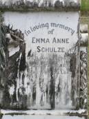 Emma Anne SCHULZE, died 17 Aug 1943 aged 72 years; Coleyville Cemetery, Boonah Shire 