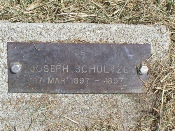 Joseph SCHULTZE,  | 17 Mar 1897 - 1897;  | Coleyville Cemetery, Boonah Shire  | 