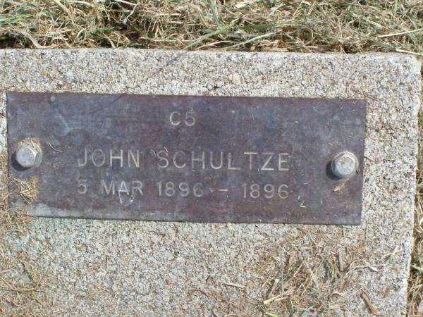 John SCHULTZE,  | 5 Mar 1896 - 1896;  | Coleyville Cemetery, Boonah Shire  | 