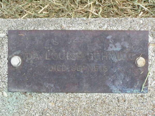 Ida Louise SCHMIDT,  | died Sept 1918;  | Coleyville Cemetery, Boonah Shire  | 