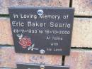 Eric Baker SEARLE, 23-11-1930 - 16-10-2000; Coochiemudlo Island Pine Ridge Chapel collumbarium, Redland Shire 