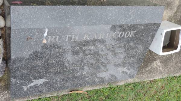 Ruth Kari COOK  | wife of Michael (COOK)  | mother of David, Anita? BARZ  | b: 12 Nov 1942 ?  | d: 14 Jun 2008 ?  |   | Cooloola Coast Cemetery  |   | 