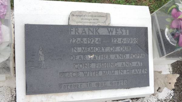 Frank WEST  | b: 22 Aug 1924  | d: 22 Jun 1998  |   | Cooloola Coast Cemetery  |   | 