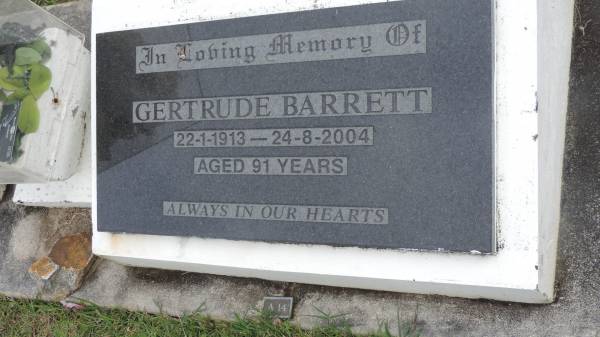 Gertrude BARRETT  | b: 22 Jan 1913  | d: 24 Aug 2004 aged 91  |   | Cooloola Coast Cemetery  |   | 