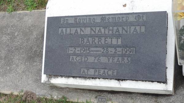 Allan Nathanial BARRETT  | b: 1 Feb 1915  | d: 28 Feb 1991 aged 76  |   | Cooloola Coast Cemetery  |   | 