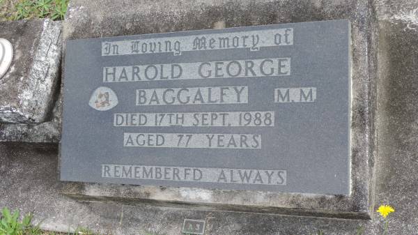 Harold George BAGGALFY M.M.  | d: 17 Sep 1988 aged 77  |   | Cooloola Coast Cemetery  |   | 